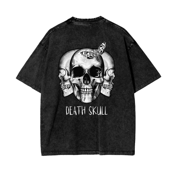 Death Skull Acid Wash Oversize T-Shirt